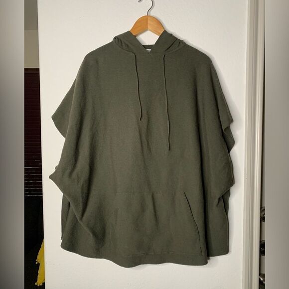 Olive Green Hooded Poncho - Picture 1 of 5